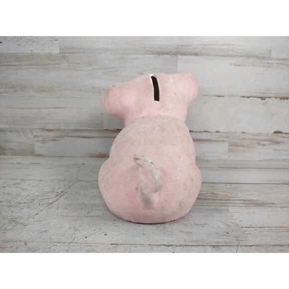 Vintage Ries Japan Flocked Handpainted Pig Piggy Bank Ceramic Pink MISSING PLUG - Picture 4 of 7